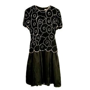 Papell Boutique Vtg Embellished Swing Dress